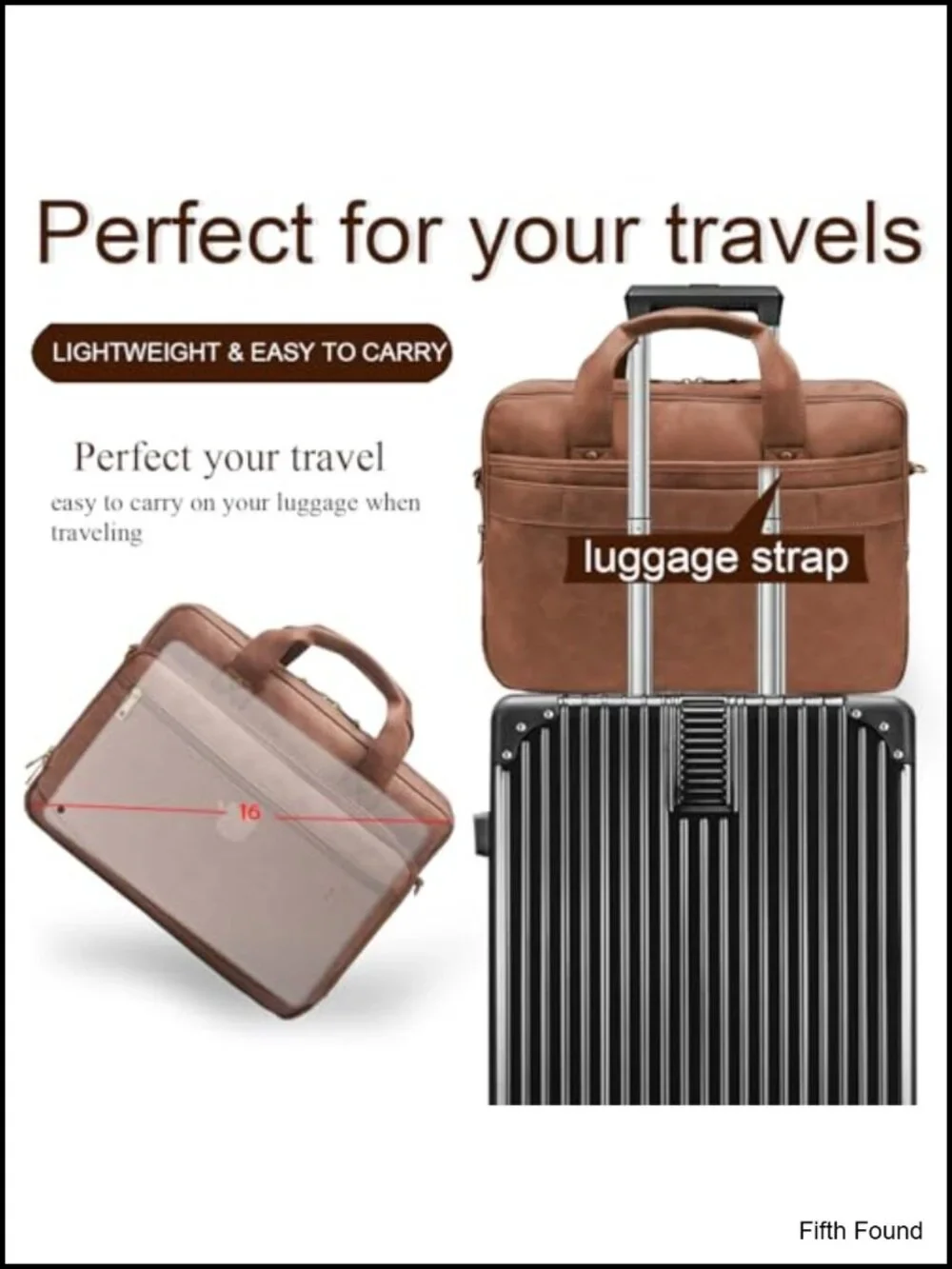 Men's Leather Briefcase 16 Inch Messenger Crossbody Laptop Bag Business Work